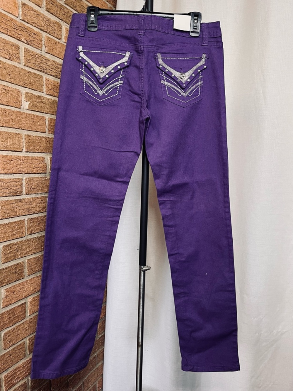 NWT Tough Club Purple Jeans Bling Rhinestone Western Y2K Straight Leg Size 11